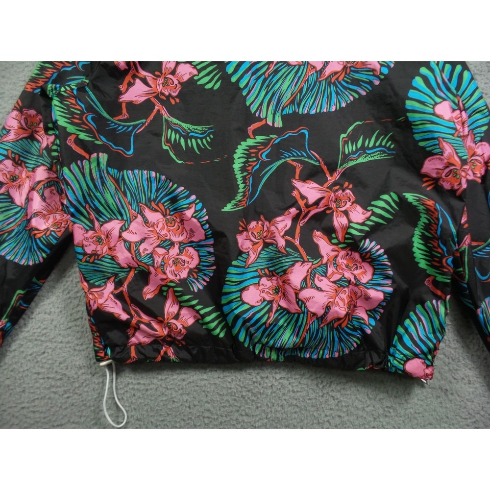 Levis Jacket Womens Size Medium Black Floral Pullover 1/4 Zip Hooded Windbreaker - Picture 8 of 15